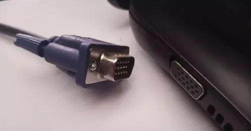 A VGA Cable and VGA Port on a Laptop