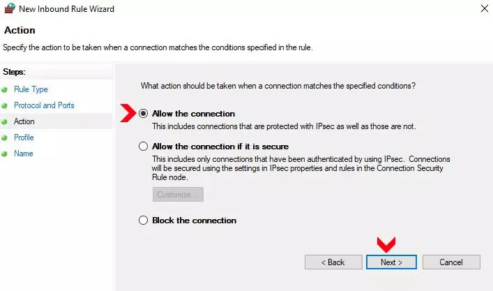 Windows Firewall Allow Connections