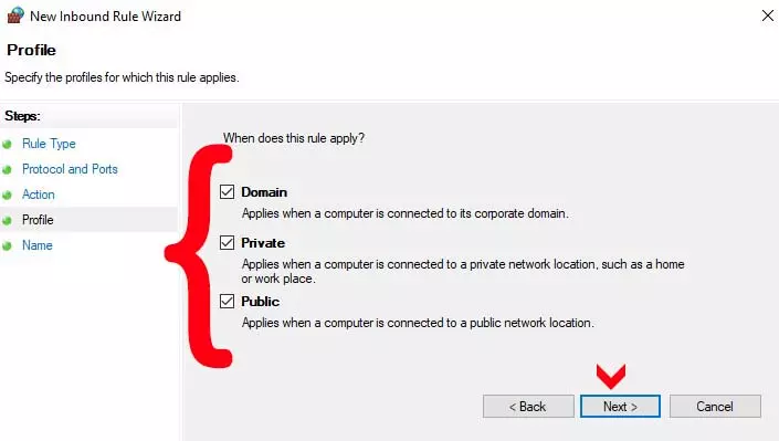 Windows Firewall Rule Application