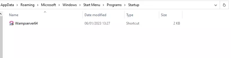 WAMP  Shortcut in Windows 10 Startup Folder